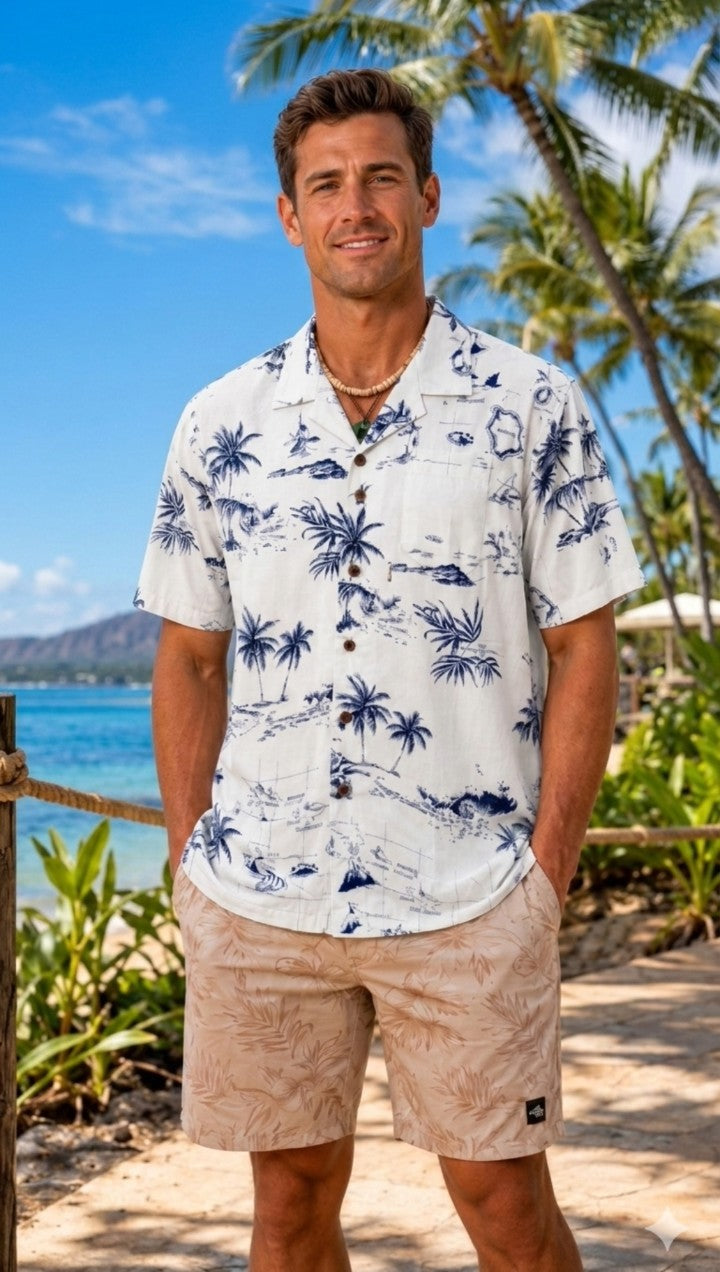 Men’s Hawaiian Aloha Button-Up Shirt