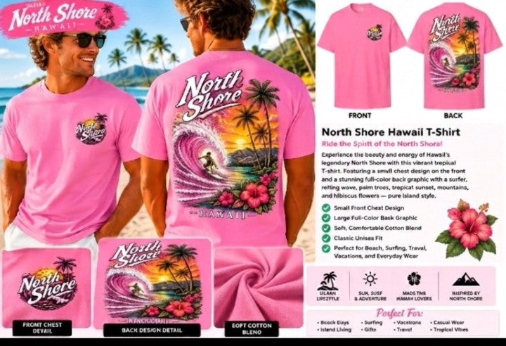 North Shore Hawaii Pink T-Shirt